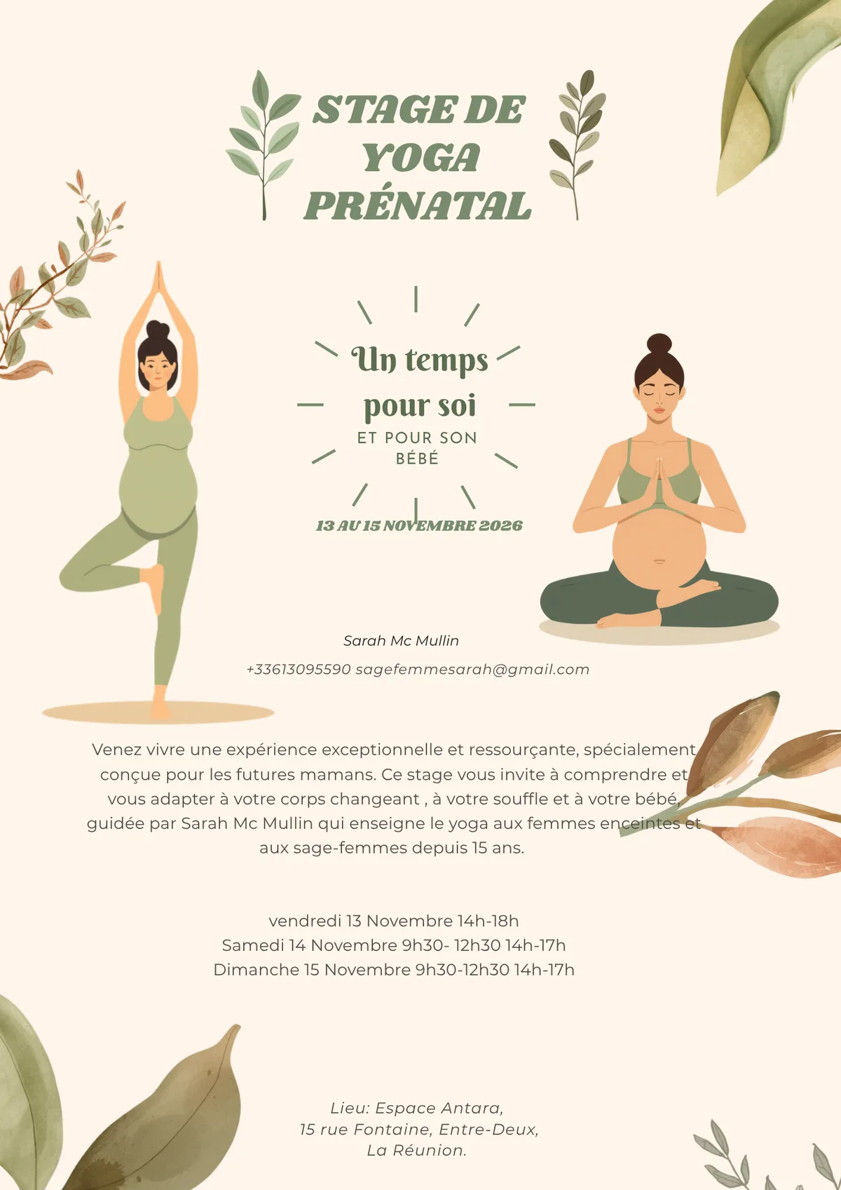 Stage de Yoga Prénatal — un temps pour soi et pour son bébé
